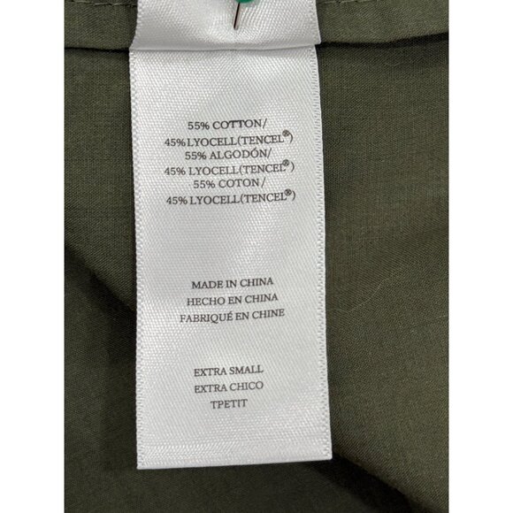 Rails Olive Green Tiered Maxi Dress Cinched-Waist & Long Sleeves Womens XS NEW - Picture 7 of 8